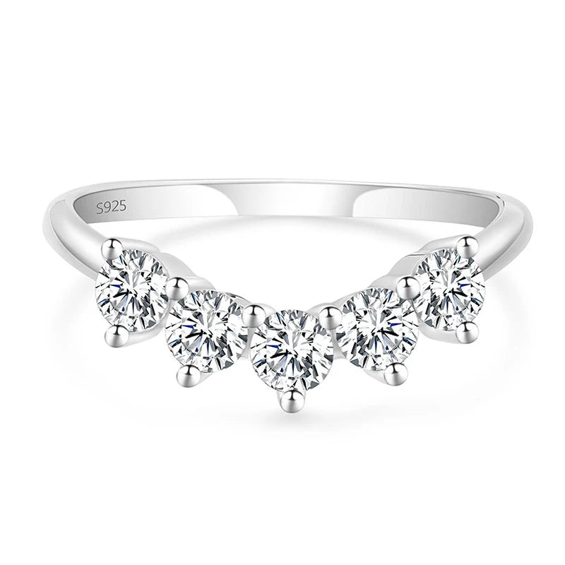 OAHLAN Fine Jewellery Wholesale 0.5ct Round Cut VVS1 925 Sterling Silver Moissanite Rings for Women Wedding Engagement