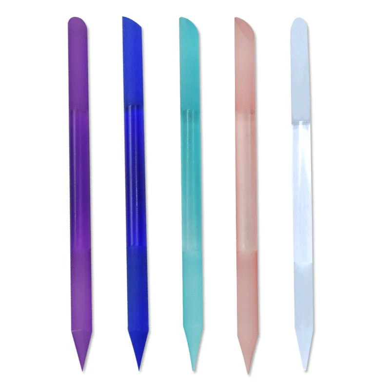 Professional Czech Glass Nail File for Manicure Unique Crystal Etched Straight Pattern Gift for Women and Girls