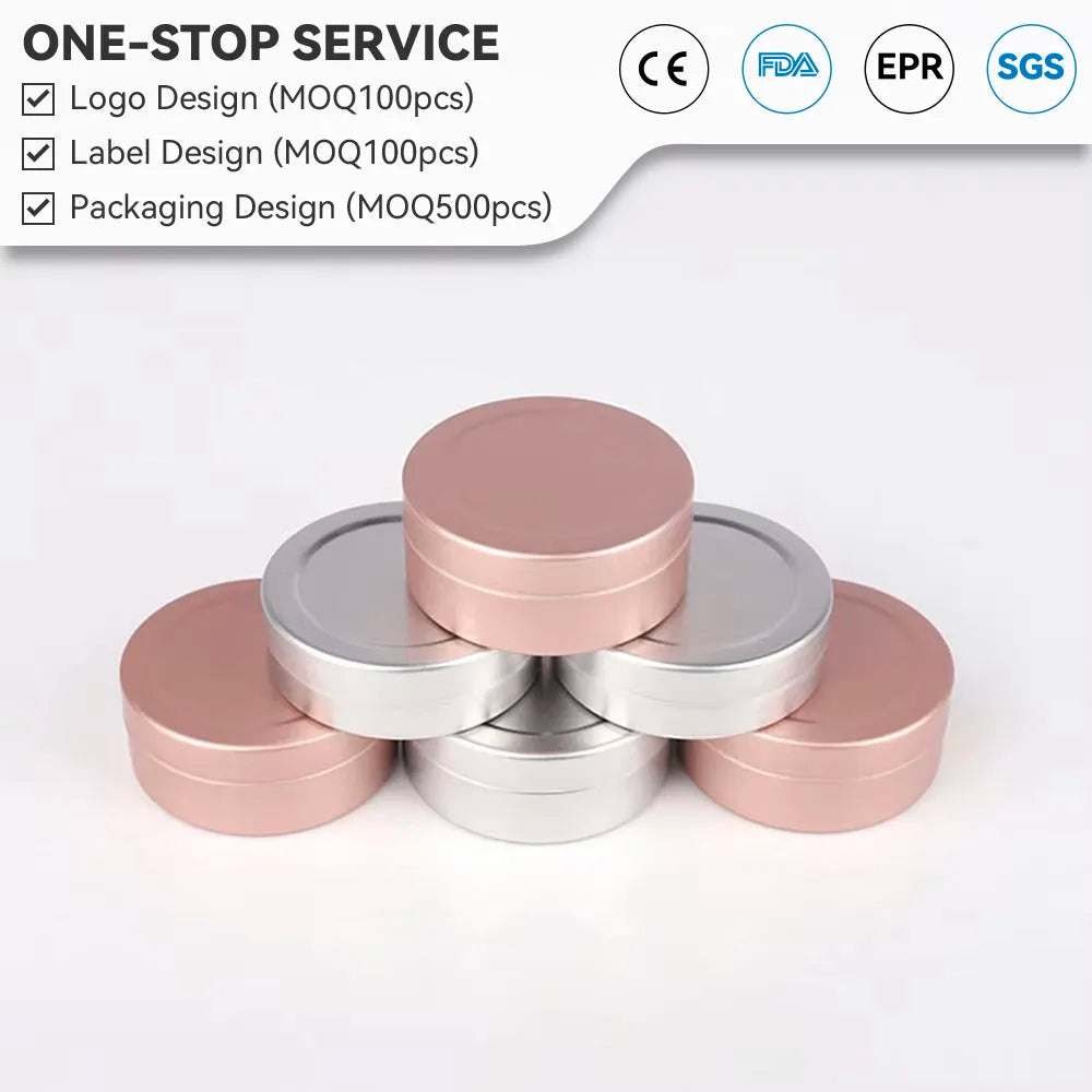 15g 46*15mm Small Gold Black Candle Biscuit Packaging Aluminum Candy Jars Caviar Spice Coffee Cake Tea Lip Balm Tin Cosmetics
