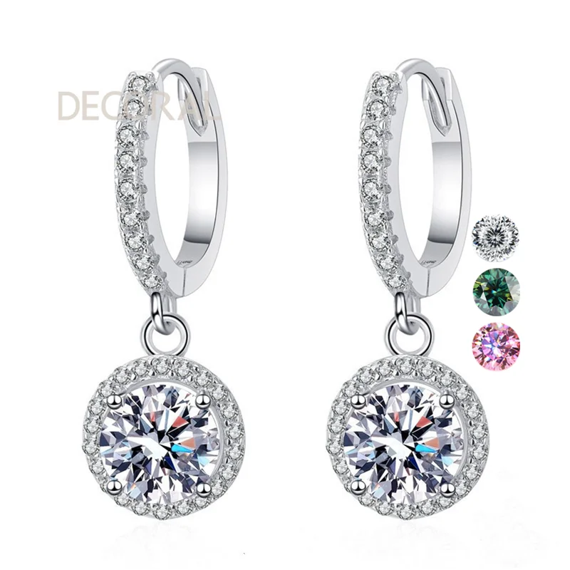 Factory Wholesale Diamond 2ct Round Cut Sparkling Moissanite Earrings 925 Sterling Silver Fashion Earrings for Women