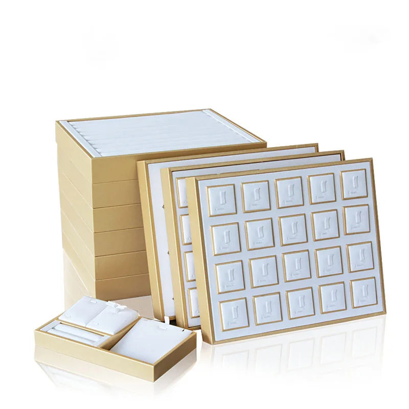 New Arrival China Custom PU Leather Jewelry Tray Slotted Ring Necklace Bracelet Packaging Trays