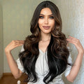 Manufacturer Black Brown Blonde Ombre Curly Synthetic Wigs Long Wavy Middle Part Wig Hair for Afro Women Natural Heat Resistant