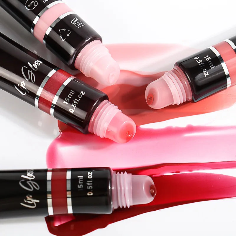 Hot Selling 24 Colors Glossy Lip Stain Clear Vegan Waterproof Non Sticky Lip Gloss Custom Logo