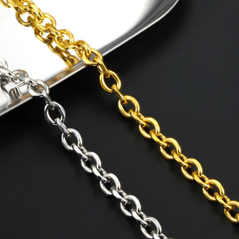Stainless Steel Oval Wedge Chain Vacuum Furnace Internal Plating Gold DIY Necklace Bracelet Fashion Cool