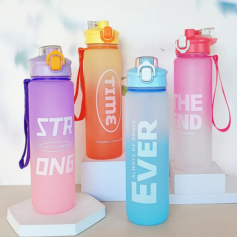 M09 Custom Logo Plastic 32oz Sports Motivational Drinking Bottles Gym Botella De Agua Drink Water Bottle With Straw