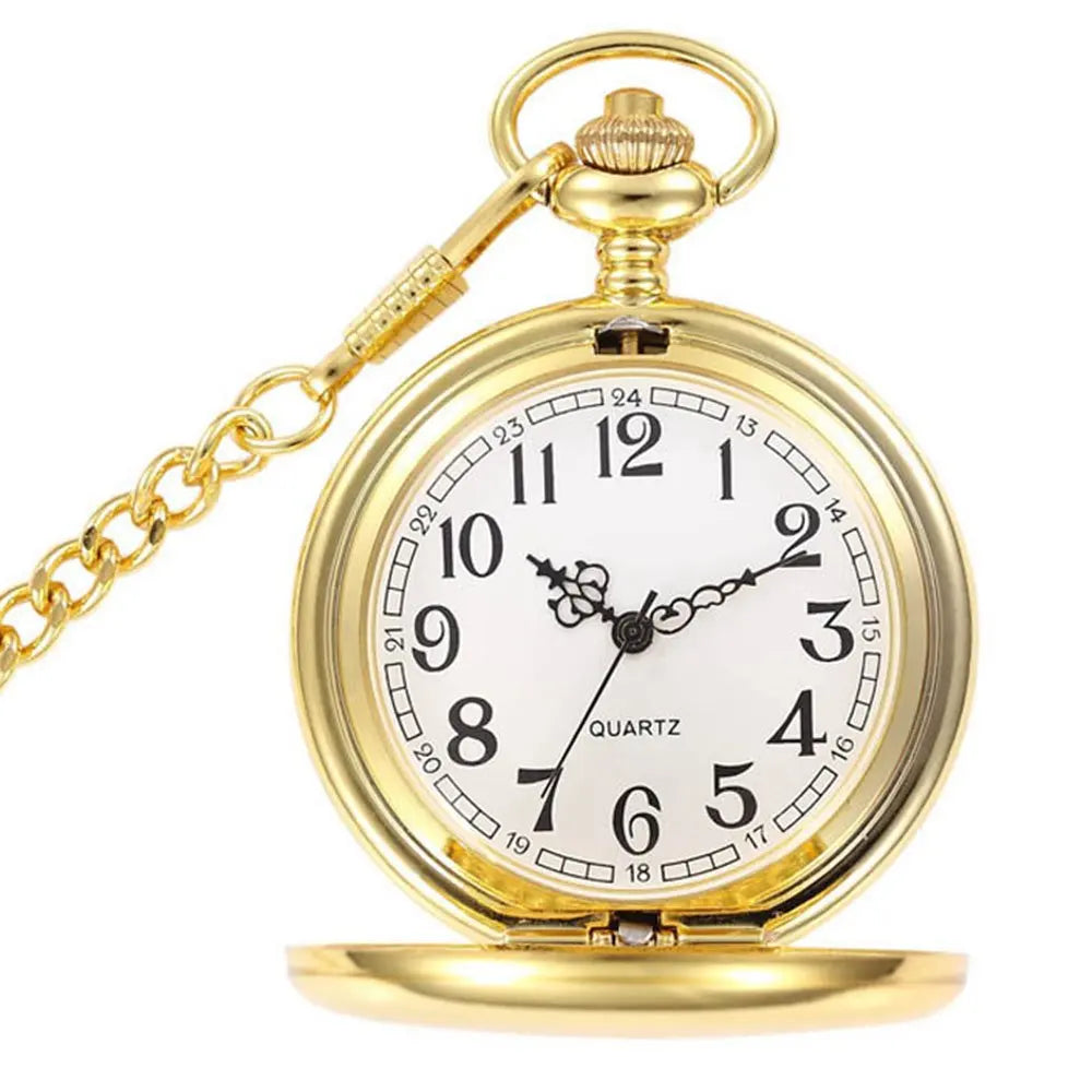 Sleek White Fob Chain Quartz Roman Numerals Dial Hanging Fob Watch Gift Clock Sleek White Pocket Watch