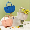Custom Leather Flower Bag Mini Tote Bag Genuine Leather Handbag for Women Girl