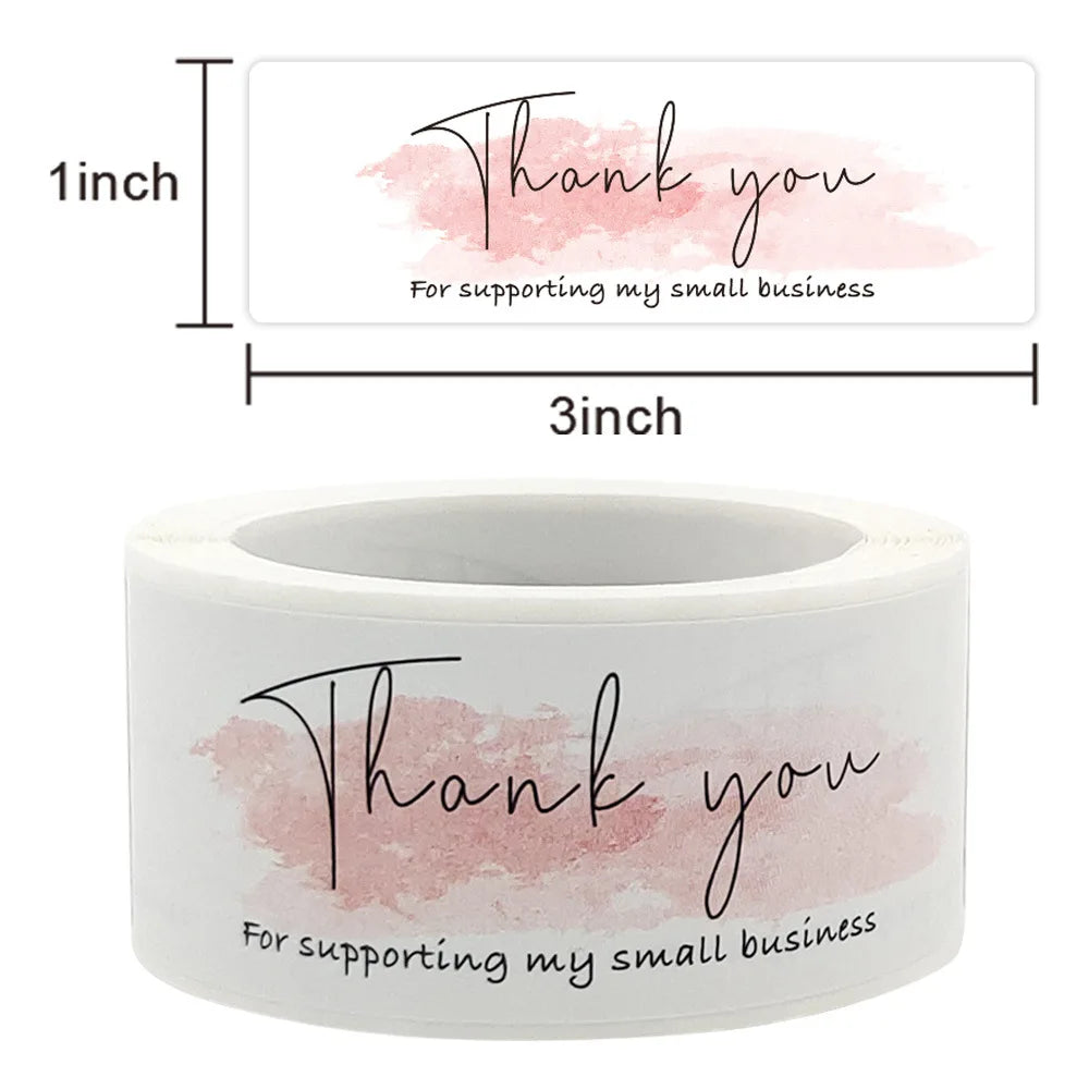 Kawaii Butterfly Design 2\" & 3\" Kraft Circle Fun Rolls Thank You Stickers for Shoes & Small Businesses