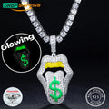 Dropshipping Hiphop Jewelry Glow in the Dark 925 Sterling Silver VVS Moissanite Diamond Iced Out Dollar Lip Pendant Necklace