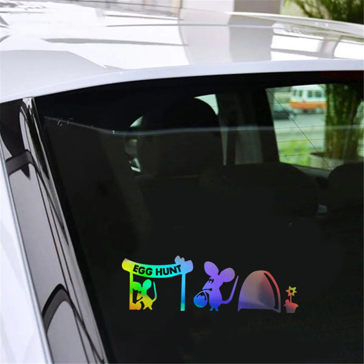 Mouse EGG HUNT Car Laser Sticker Vinyl Decal Car Truck Bumper Window Laptop Sticker Decor Gift Die Cut Decal Laptop Window Glass