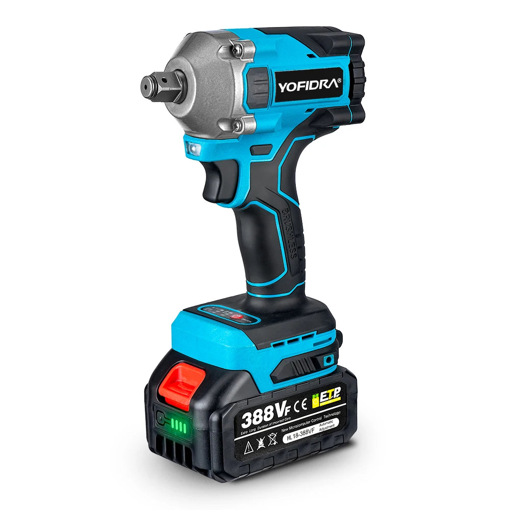 20V Brushless Electric Impact Wrench 1000N.m Cordless Car Wheel Lugs Repair Wrench  Inch Li-ion Battery for Makita 18V Battery