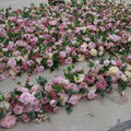 D090 Wedding Floral Arrangement Aisle Arch Decor Faux Silk Flower Row Aisle Artificial Flower Table Runner for Wedding Decor