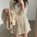 Wholesale Korean Style New 2026 Spring Round Neck Puff Sleeve Fashion Print Casual Long Sleeve Round Collar Sweet Women's Dress