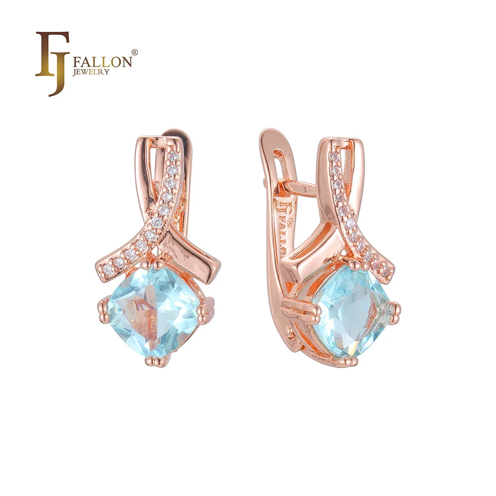 FJ Fallon Fashion Jewelry Cluster Earrings Plated in Rose Gold Brass Based