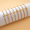 Italian Fine Custom Stainless Steel Jewelry Wholesale 18K Gold Plated Zirconia Cross Pendant Tennis Chain Bracelet for Women