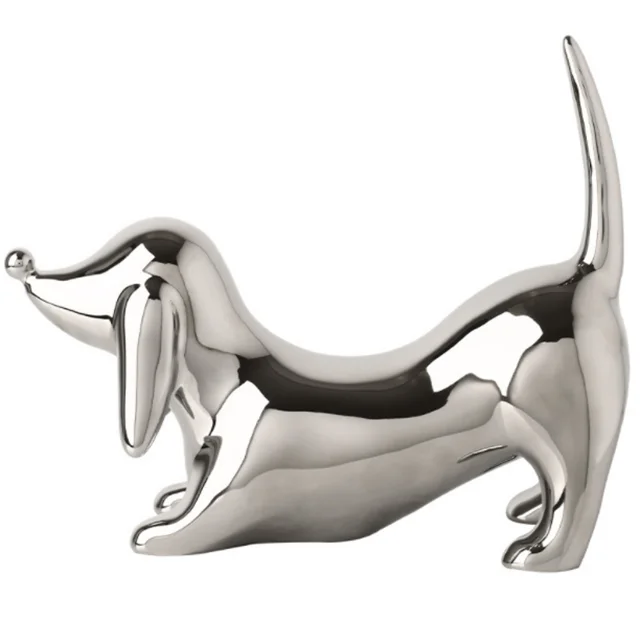Desktop Ceramic Electroplating Dog Shaped Sculpture Home Art Decoration Desktop Porch TV Cabinet Decorations Ornaments