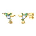 MULA Golden Series - Fashion Golden Plated Hummingbird Ear Studs for Engagement Anniversary Party or Gift