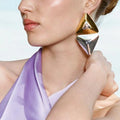 KAIMEI 2025 New Arrival Fashion Jewelry Irregular Folded Geometric Alloy Earrings Triangle Color Blocked Big Chunky Earrings