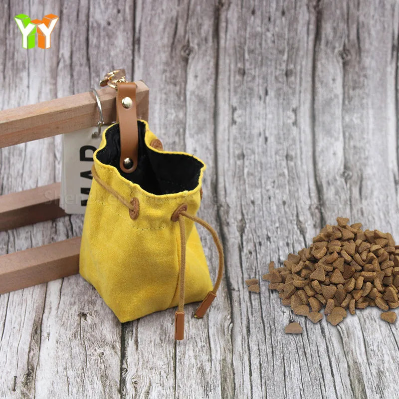 Dog Treat Bag Waxed Canvas Travel Dog Food  Bag Training Pet Snack Bags with Snap Hook