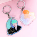 Wholesale Custom logo Die Cut clear Acrylic Kpop Key Ring Fashion Keychain Double Sided Epoxy Holographic Acrylic Diy Charm