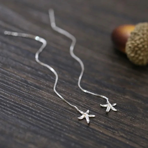 925 Sterling Silver Tassel Drop Earrings for Women Dazzling Semicircular Stud Starfish Ear Wire Design for Weddings