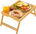 Bamboo Tray with Foldable Legs 100% Solid Wood Oil Rubbed Finish Customizable Color & Logo for Sofa Eating Work Snack Use