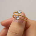 18k Gold Plated Stainless Steel Laying Ring Spinning Adjustable Zirconia Engagement Ring