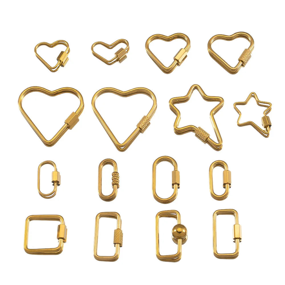 Wholesale Tarnish Resistant Stainless Steel Screw Carabiner Lock Charms for Necklace Bracelet Jewelry Accessories Clasps
