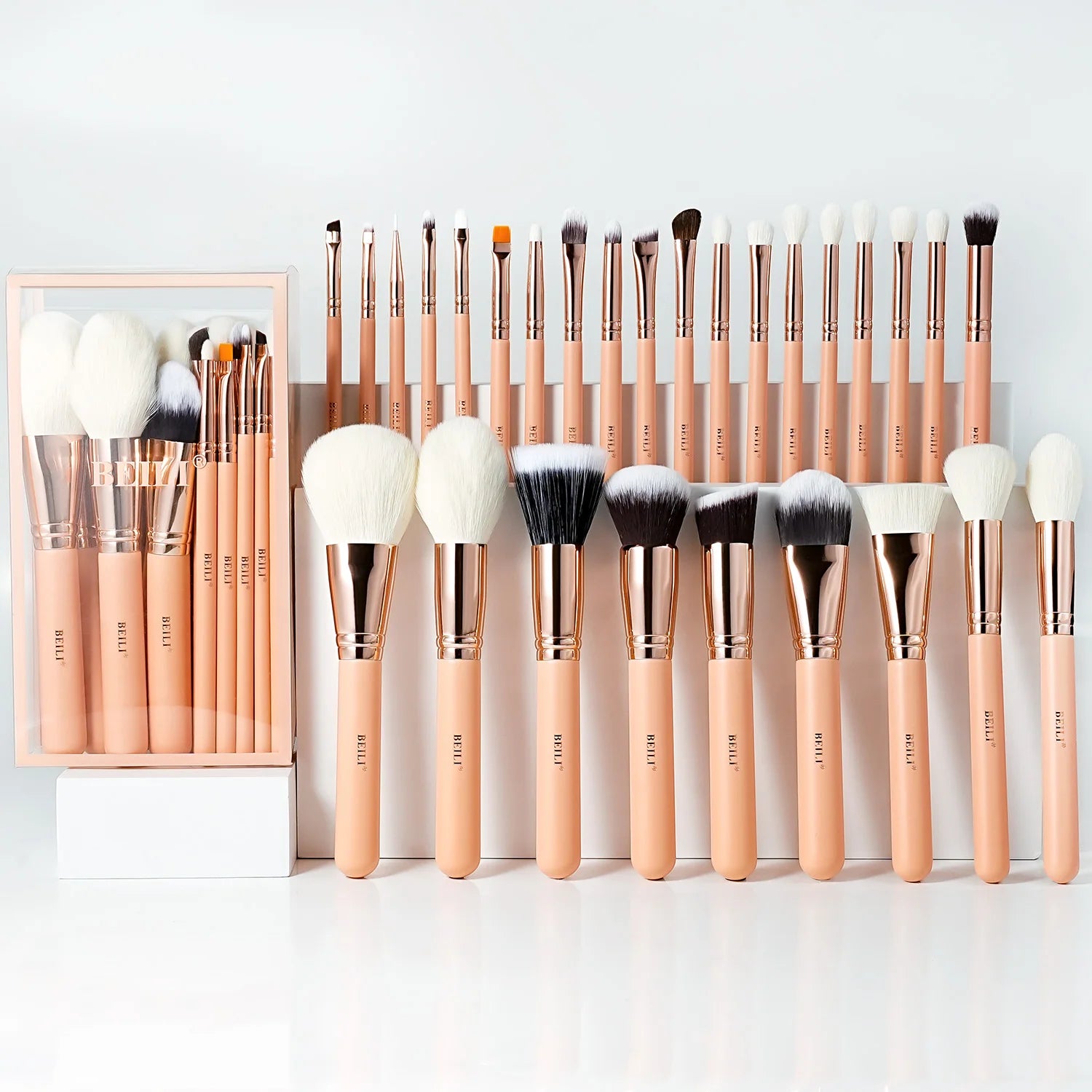 BEILI Beauty Best Selling 28pcs Oem Professional Pink Makeup Brushes Set With Natural Goat Hair Make up Cosmetic Brushes Kit