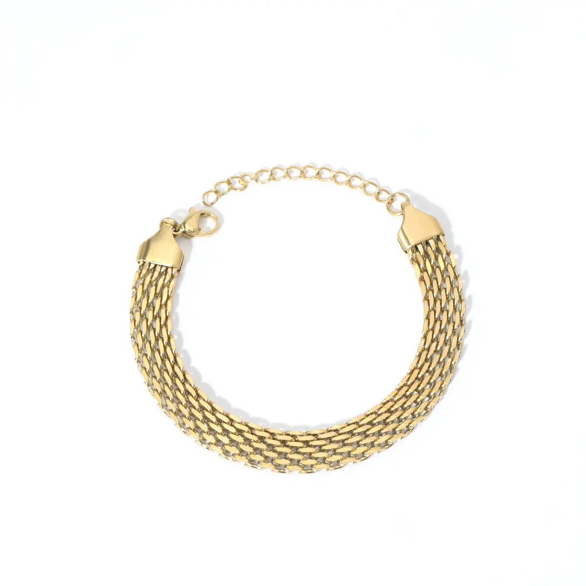 High End PVD Gold Plated Band Bracelet Trendy Jewelry Stainless Steel Jewelry Flat Woven Mesh Chain Bracelet for Women