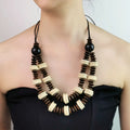 Bohemian Wooden Bead Coconut Slice Necklace Handmade Adjustable Rope Fashion Beaded Choker Necklace Ethnic Accessories