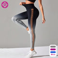 Custom Women Fitness Leggings Hollow Out Seamless Gradient Peach Hip High Waist Tummy Control Yoga Pants