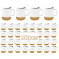 RTS USA Stocked 36pcs/ctn 15oz Sublimation Glossy White Ceramic Mug with Handle Black Plastic Lid and Bamboo Cork Bottom