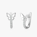 Ailmay Real 925 Sterling Silver Fashion Shining Butterflies Clear Zircon Earrings for Women Girls Party Accessories Jewelry