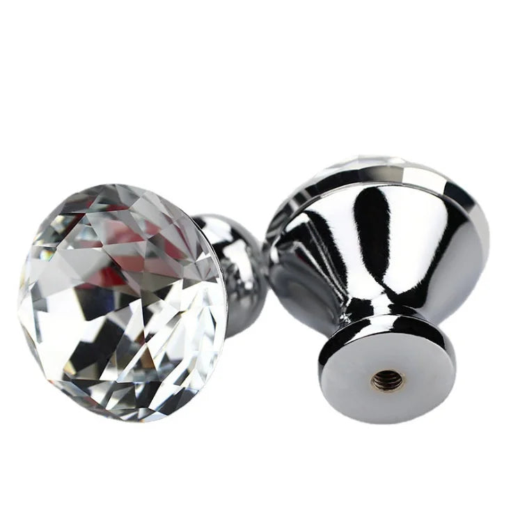 30mm Clear Diamond Crystal Knobs for Wardrobe Dresser Kitchen Living Room Home Bar Use Pull Hardware Door Knobs Mall Drawer Use