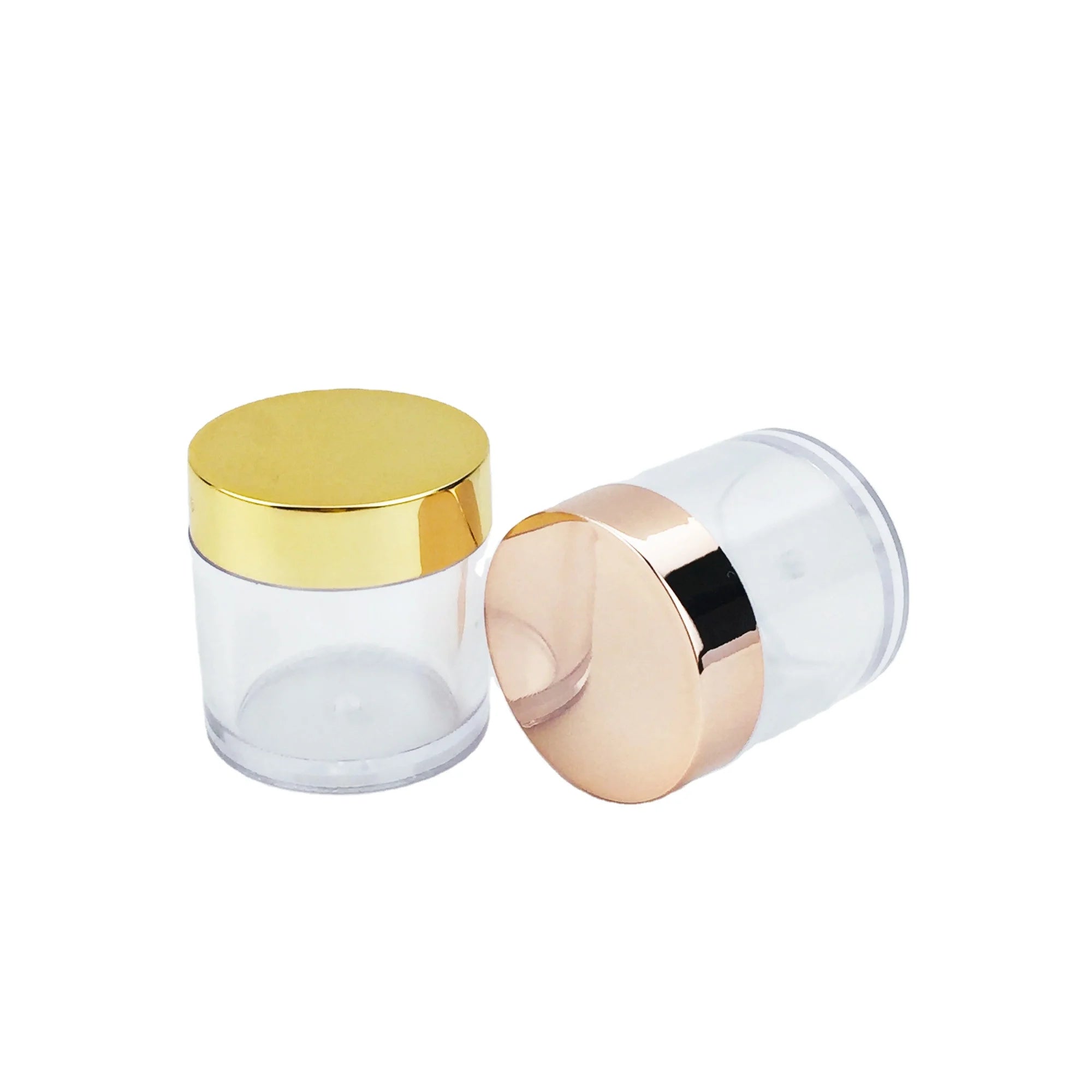 Plastic Travel Cosmetic Containers Gold/Silver Metal Lids 3g 5g 10g 15g 20g 30g 50ml 60ml PS Transparent Lipstick Essential Oils