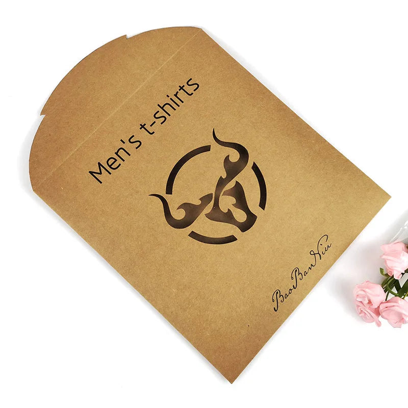 Custom Printed T-shirt Kraft Paper Envelopes for Men's Underwear Brown Craft Envelopes Panty Envelope Packaging