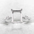 Sterling Silver 7*9mm Semi Mount Ring Square Shape Empty Frame Blank Claws Setting S925 Base Without Center Stone for Inlay DIY