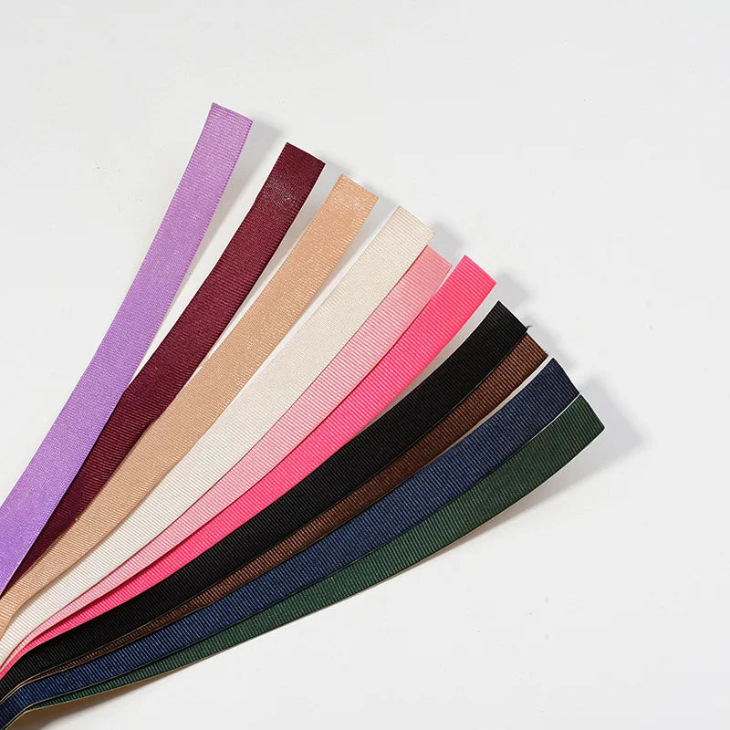 25Yards 2cm 2.4CM Adhesive Grosgrain Ribbon Strips As the Ends of Headband Sticky Tapes Ribbed Band for DIY Hairbands Tips