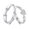 Love Lock Men Women Matching Rings 925 Sterling Silver Free Size Non-Tarnishing Heart-Shaped Couple Rings Adjustable Wholesale