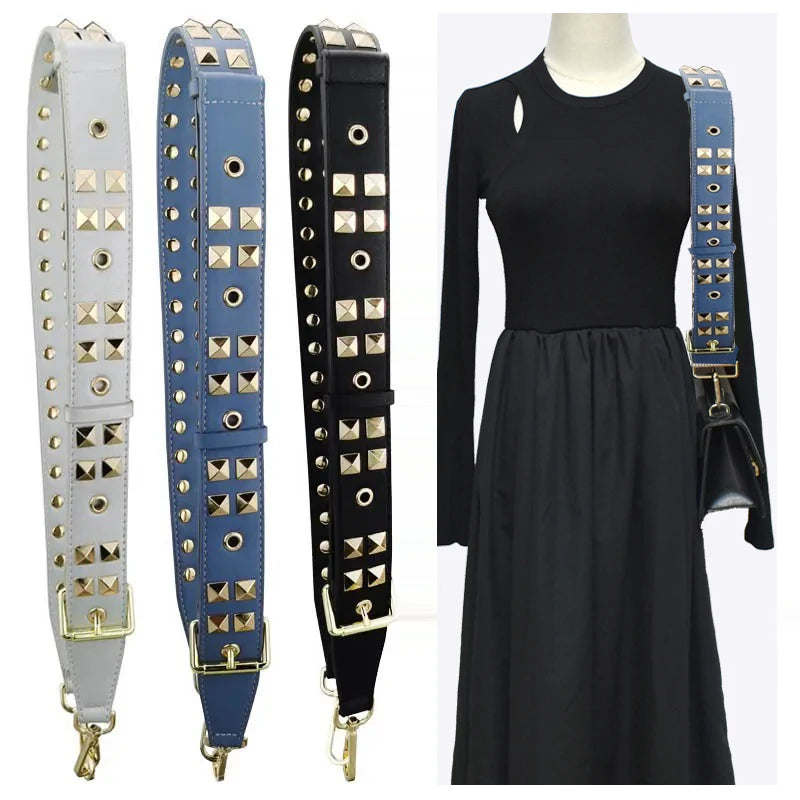 Meetee B-S1107 Alloy Rivet Wide Shoulder Bag Accessory Adjustable Crossbody Strap