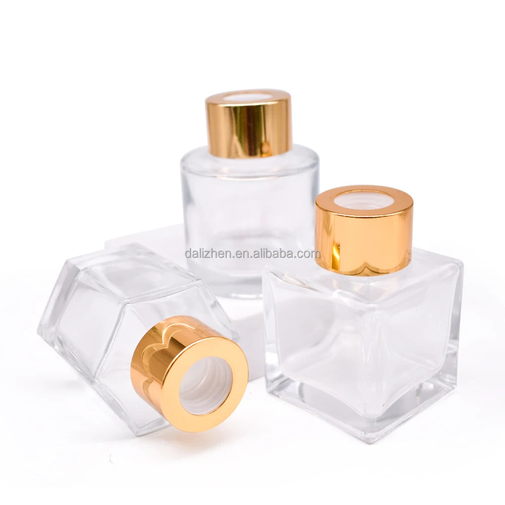 Wholesale Empty Container Reed Diffuser Glass Bottle With Silver Gold Black Lid for air Cleaner
