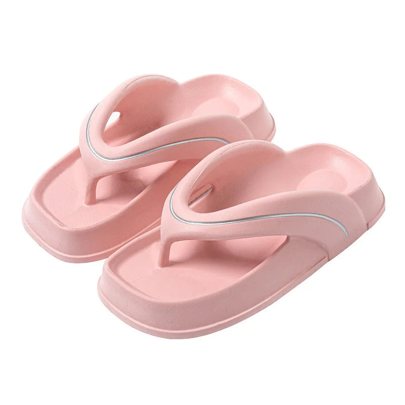 Herringbone Slippers Female Summer Fashion Personality Clip Shoes Thick Soles Light Anti-slip Bath Couples Beach Sandals Male