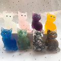 Hand Carved Natural Gravel Crystal Cat Creative Cute Lucky Fortune Cat Crystal Carving for Home Office Decoration Crafts Gift
