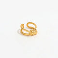 High End 18K PVD Gold Plated Double-layer Cross Knot Rings Stainless Steel Fashion Jewelry Women Gift