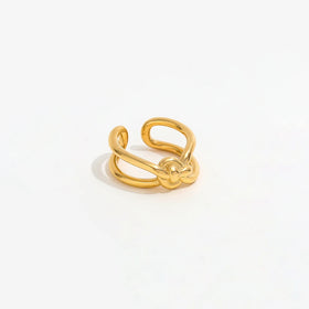 High End 18K PVD Gold Plated Double-layer Cross Knot Rings Stainless Steel Fashion Jewelry Women Gift