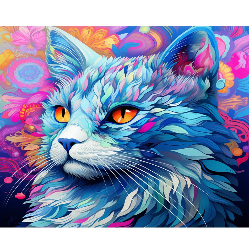 Cat Diamond Embroidery Animal Full Round Diamond Painting for Adults Diy Crafts for Home Decor Gift 30x40cm/12x16inch