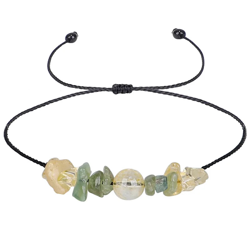Wholesale Handmade Natural Yellow Quartz Minimalism Jewelry Adjustable Fashion Charm Bracelet for Gift Yellow Quartz Bracelet