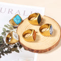 Nabest Waterproof Stainless Steel Square Gemstone Charm Ring Jewelry Women PVD 18k Gold Plated Fashion Finger Rings