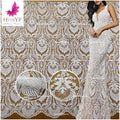 HuaY HY2502 Heavy High Quality Eco-Friendly 100% Polyester Guipure Lace Fabric White Wedding Dresses Customizable Wholesale